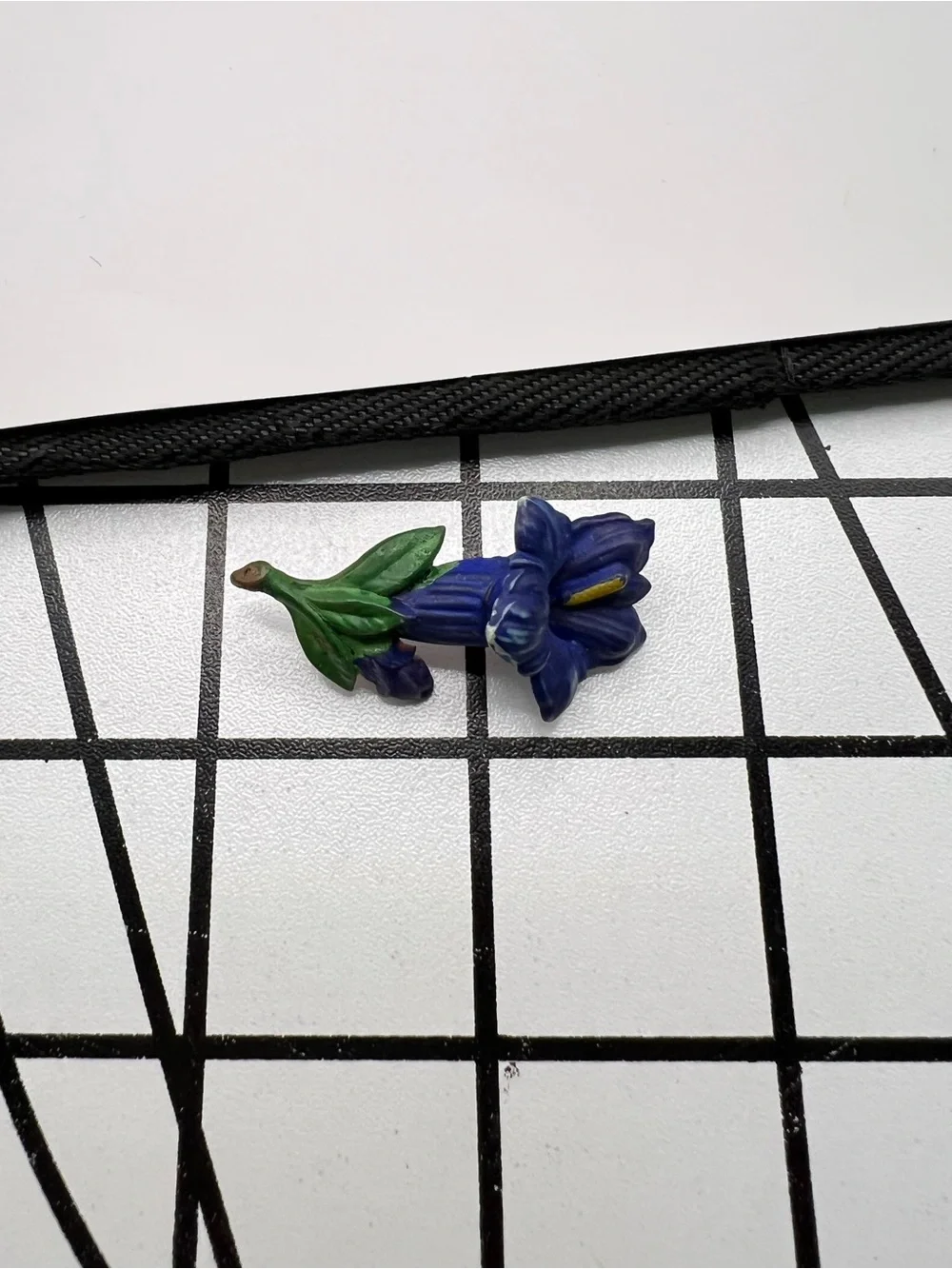Vintage Mid-Century Hand-Painted Alpine Gentian Flower Pin